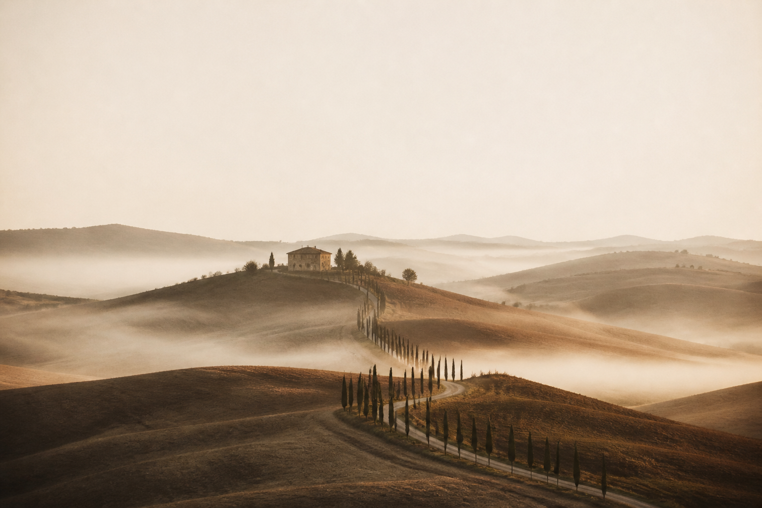 Val d'Orcia at first light, a landscape plate unnumbered from the Tuscanize monograph